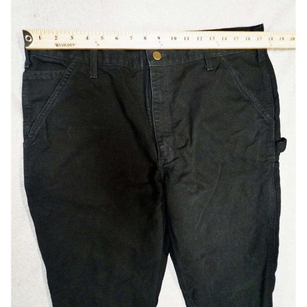 Vtg Carhartt Flannel Lined Jeans Men 36x34 Black Relaxed Western Workwear Denim